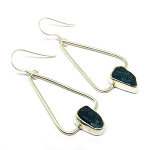 Boucles d'oreilles pendantes en apatite bleu néon, argent sterling 925 avec pierre précieuse brute naturelle, plaqué or, bijoux ethniques de mariage, cadeau parfait - Product Image 2