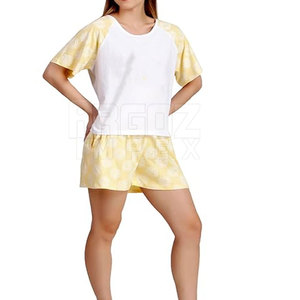 เซ็ตเสื้อยืดและกางเกงขาสั้นสำหรับผู้หญิงชุดเสื้อผ้าลำลองแขนสั้นเสื้อผ้าฝ้าย100% และกางเกงขาสั้น - Product Image 2