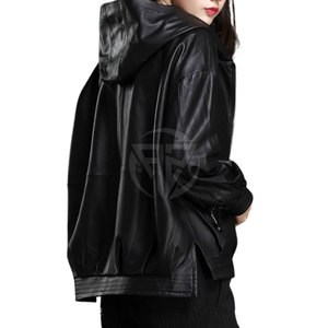 Sweat à capuche en cuir classique décontracté pour femme, construction durable, design moderne et élégant, prêt pour l'hiver, coupe-vent respirant - Product Image 5