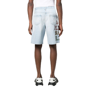 Low Moq Denim Fabricantes Alta calidad Custom Distressed Dark Half Oversized Jean Shorts Vintage Washed Baggy - Product Image 5