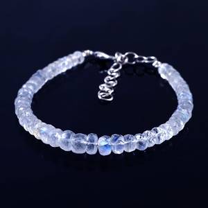 Natural Rainbow Moonstone Gemstone Rondelle Faceted Beaded Sterling Silver 22k <b>Gold</b> Plated GIA Certified Luxury 6 Inch <b>Charm</b> - Product Image 5