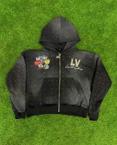 Sweat-shirt à capuche d'hiver personnalisé de haute qualité avec logo, effet délavé, vintage, en coton mélangé thermique, avec poche, pour adultes - Product Image 3