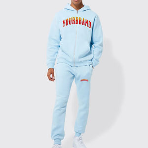 Moda personalizada pierna recta Boxy Oversized Zip up Chándal Streetwear Fleece Baggy Chándales para hombres - Product Image 4