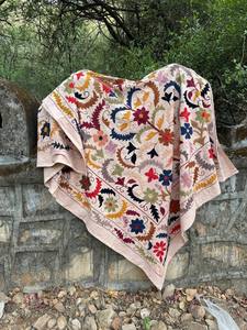 Handmade Suzani <b>Quilt</b> Bedspread – Intricate Embroidered Cotton <b>Quilt</b>, Ethnic Bohemian Bedding, Decorative <b>Throw</b> Blanket - Product Image 4