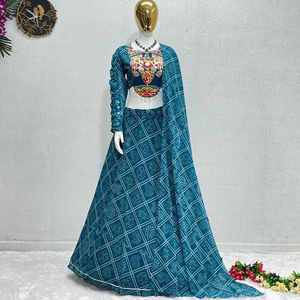 ชุดปาร์ตี้สไตล์อินเดียสำหรับผู้ใหญ่เลเฮงกาลายดิจิทัลแบบแฟนซีพิเศษพร้อม choli และ dupatta - Product Image 1