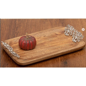 Décor de conte plateau de service alimentaire Dessert affichage plateau en bois avec poignées en métal plateau en bois décoratif de haute qualité - Product Image 3