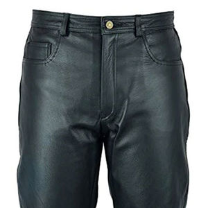 Pantalon de survêtement décontracté en faux cuir pour hommes personnalisé pantalon skinny jambe droite coupe ample fermeture à bouton tissu personnalisé - Product Image 1