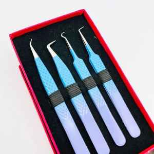 Pinces à épiler pour extensions de cils en acier inoxydable japonais, deux tons, pointes argentées, poignée diamantée, pointes lisses, longueur 10 mm - Product Image 6