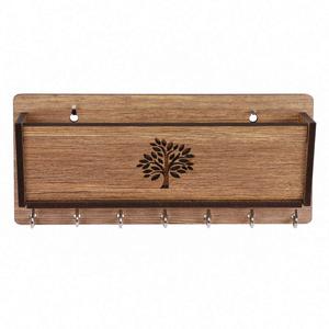 Wooden House Keys Hanger <b>Holder</b> with Mobile <b>Charging</b> and Remote <b>Stand</b> for Kitchen Spice Storage Modern Classical Design - Product Image 2