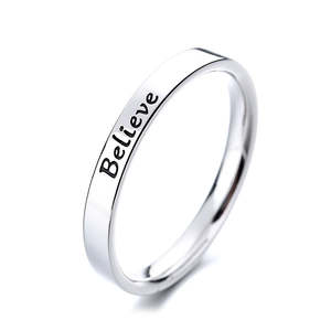 Anello da Uomo in Argento Sterling 'Believe' per Uso Quotidiano, con Incastonatura di Zirconi - Product Image 1