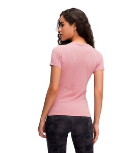 Super qualité Yoga Gym Work Out Sports femmes décontracté col rond manches courtes solide séchage rapide T-shirt de base pour hommes - Product Image 5