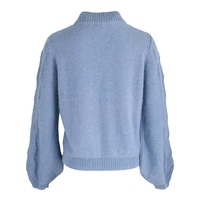 Prix d'usine, pull en laine tricoté pour femmes, couleur bleue, taille oversize, 5GG, pull chaud avec manches bouffantes