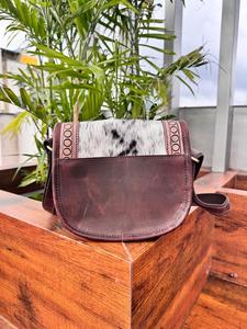 Nouveaux cheveux faits à la main sur sac à bandoulière en cuir usiné pour les femmes sac à main en cuir véritable occidental marron sacs à bandoulière en peau de vache à fleurs - Product Image 4