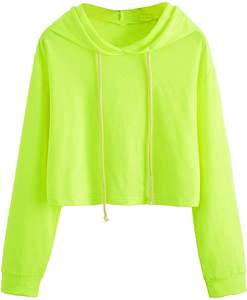 Sudadera básica de gran tamaño para mujer con mangas largas y capucha frontal logotipo bordado invierno estampado técnica Crop Top Sudadera con capucha - Product Image 6