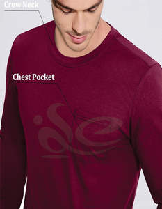 Camiseta de algodón grueso de manga larga para hombre, cuello redondo, estilo urbano, 100% algodón, transpirable, antiarrugas, con logo personalizado, alta calidad - Product Image 4