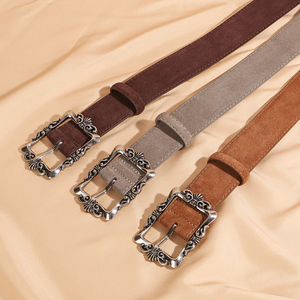 Ceinture décontractée en cuir véritable pour hommes à carreaux transfrontaliers avec boucle automatique Ceinture polyvalente en cuir de vachette - Product Image 5