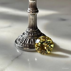 พลอยเพชรโมอิสทรงหลวมพิเศษ10 CRT สีเหลืองสดใส VVS1มาตรฐานฟรีเพชรเม็ดเดียวทรงหลวมคุณภาพดีที่สุด - Product Image 4