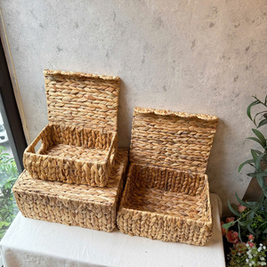 Ensemble de 3 paniers écologiques en jacinthe d'eau pour la décoration de la maison et de la cuisine - Product Image 4