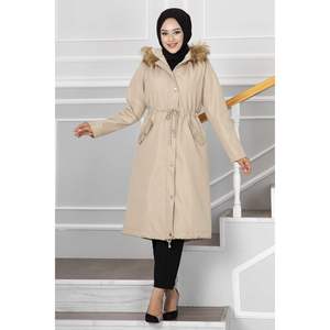 Ayla Tunnel Belted Hijab Coat para patrón regular multicolor Hecho en Turquía - Product Image 2