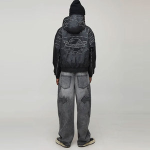 Collection Hiver Veste en Cuir de Vache avec Strass Standard Imperméable Couleur Pure Marque Originale Col Debout Logo Avant - Product Image 2