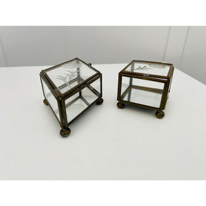 Women's Metal and Glass Jewelry Storage <b>Box</b> in Different Sizes Velvet Trinket <b>Box</b> for Gemstones Stone Placement Necklace Storage - Product Image 4