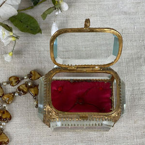 Caja de almacenamiento de vidrio biselado con acabado dorado de diseño impresionante, tamaño personalizado para baratija, accesorios de joyería, caja de recuerdo de maquillaje - Product Image 2