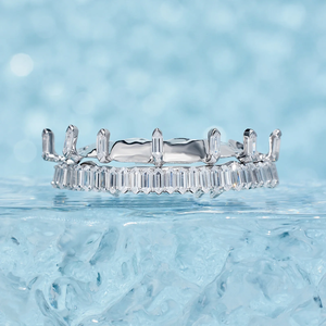 เพชรทรงหกเหลี่ยมยาวเป็น925เงินสำหรับผู้ชายผู้หญิงชุบทองเพื่องานหมั้น - Product Image 3