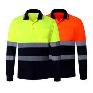 Camiseta Polo de Trabajo de Alta Visibilidad, Impermeable, de Manga Larga, con Dos Tonos, ANSI Clase 1, con Logotipo Personalizado y Bolsillos - Product Image 1