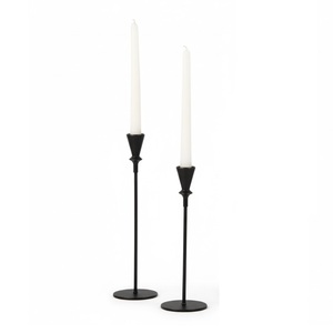 Juego de 2 Portavelas Cónicos de Metal Negro de Estilo Moderno, Candelabros de Hierro para Decoración del Hogar, Mesa de Comedor, Bodas y Eventos - Product Image 1