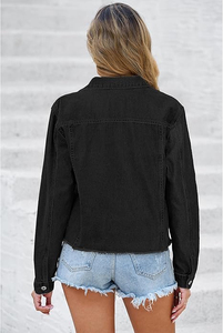 Chaqueta Vaquera de Manga Larga para Mujer, Diseño Moderno, Precio Económico OEM, Transpirable, Cómoda, Elegante, Tejido Estampado, Estilo Occidental - Product Image 2