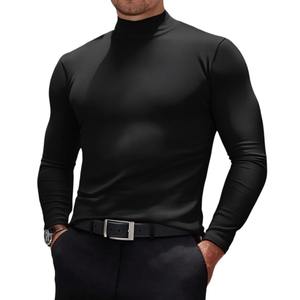 Men's Slim Fit Casual Pullover Shirt Lightweight Basic <b>Tops</b> Breathable <b>Turtleneck</b> Solid Pattern Soft Cotton 220 Grams Fabric - Product Image 5