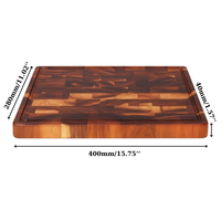 Planche à découper en bois d'acacia naturel de 4cm d'épaisseur anti-rayures allant au lave-vaisselle avec poignée durable pour la maison et la cuisine