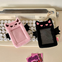 Porte-cartes photo en peluche Kawaii personnalisé, motif chauve-souris démon, mignon, mini porte-clés en peluche, pochette pour cartes Kpop
