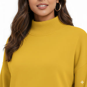 Suéter Holgado y Acogedor para Mujer, Cuello Alto Simulado, Manga Larga, Jersey de Punto, Informal, Otoño Invierno, Cómodo, Elegante, para Combinar - Product Image 4