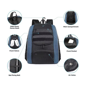 High Capacity Baseball Equipment <b>Backpack</b> <b>Waterproof</b> Denim Ball Bag Lightweight Sports Pack Polyester Patches for Youth Adults - Product Image 3