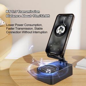 Haut-parleur sans fil Bluetooth 2-en-1 et support de téléphone rotatif pliable avec coussinets antidérapants pour téléphone universel - Product Image 5