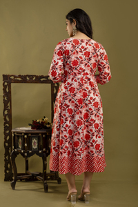 Robe avec Dupatta Table Sequence Print Embroidery Work Robe imprimée élégante avec Dupatta Robe longue en rayonne pour femmes - Product Image 3