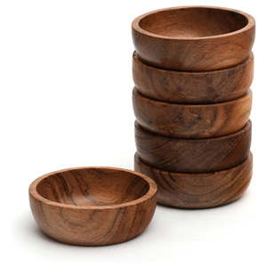 Cuenco de madera europeo, ensaladera redonda grande de madera de acacia, cuenco de madera de diseño moderno hecho a mano para decoración del hogar - Product Image 1