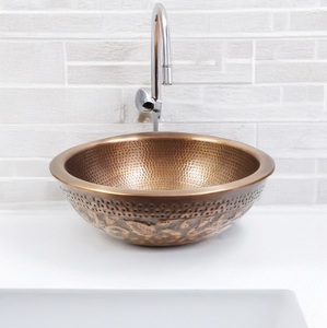 Lavabo de salle de bain en cuivre gravé à la main, lavabo rectangulaire martelé de luxe pour hôtels, résidences haut de gamme, OEM disponible. - Product Image 6