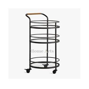 Carrito para servir alimentos de hierro y vidrio Carrito para servir de forma redonda de la mejor calidad con 3 niveles a un precio atractivo - Product Image 1