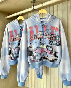 Pull à capuche zippé en coton épais de grande taille avec impression DTG personnalisée de luxe - Product Image 3