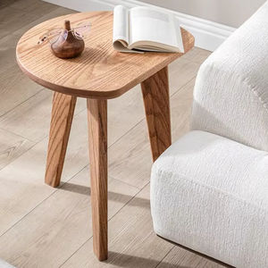 Table basse en chêne en forme de D, mobilier scandinave, table basse, surface plane - Product Image 1