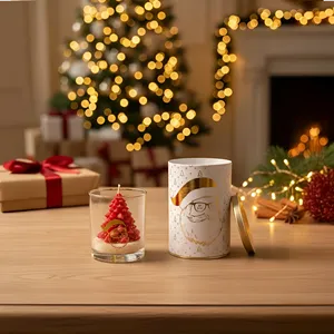 Luxurious Aromatherapy Candles Christmas Tree Scented Tin Can Set for Holiday Spa Valentine's Day Diwali-<b>Paraffin</b> Wax Material - Product Image 1