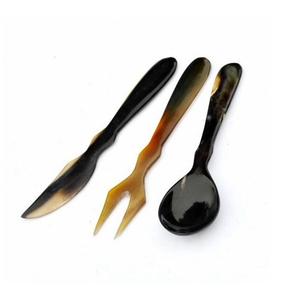 Ensemble de couverts en corne naturelle écologique, cuillères et fourchettes artisanales pour une restauration rustique, vaisselle authentique, décoration, ensemble de couverts en corne - Product Image 3