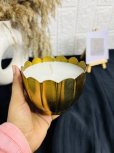 Nordique classique or aluminium votive bordure coupe bougeoir longue durée cire métal Durable pour la maison et le décor de Table de mariage - Product Image 5