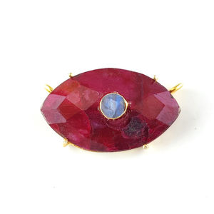 925 argent Sterling or Vermeil rubis broche ensemble pendentif 20x10mm Long Marquise pendentif pour la fabrication de bijoux - Product Image 1