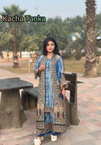 Manteau long pour femme pakistanais 2pc Costumes en tissu Karandi avec chemise intérieure Vêtements d'hiver-Collection de vêtements indiens et pakistanais - Product Image 3