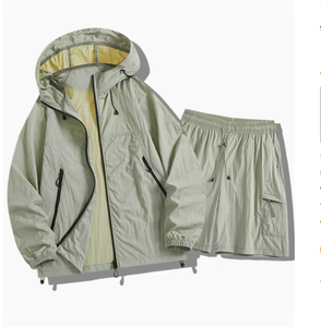 Ensemble décontracté à capuche pour femme, couleur unie, short en polyester, tenue respirante, coupe ample, vêtements d'été, longueur au-dessus du genou, sweat à capuche 2 pièces - Product Image 2