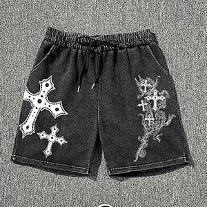 กางเกงขาสั้นลำลองสไตล์ไฮสตรีทสุดเทรนดี้สำหรับผู้ชาย แห้งเร็ว รับสกรีนโลโก้ ระบายอากาศได้ดี ผ้าฝ้าย 100% ล้างสีแบบ Acid Wash จำหน่ายจำนวนมาก - Product Image 2