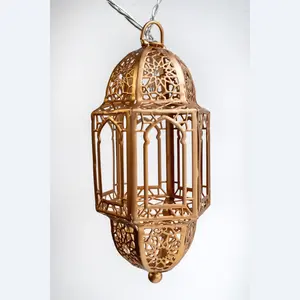 Mini Decorative Hanging Moroccan Candle Lanterns Indoor and Outdoor Lighting Gold Metal Handmade Moroccan Lanterns